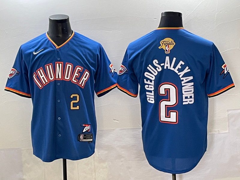 Men 2025 Oklahoma City Thunder #2 Gilgeous Alexander Blue Nike Joint Name NBA Jersey style 5->oklahoma city thunder->NBA Jersey